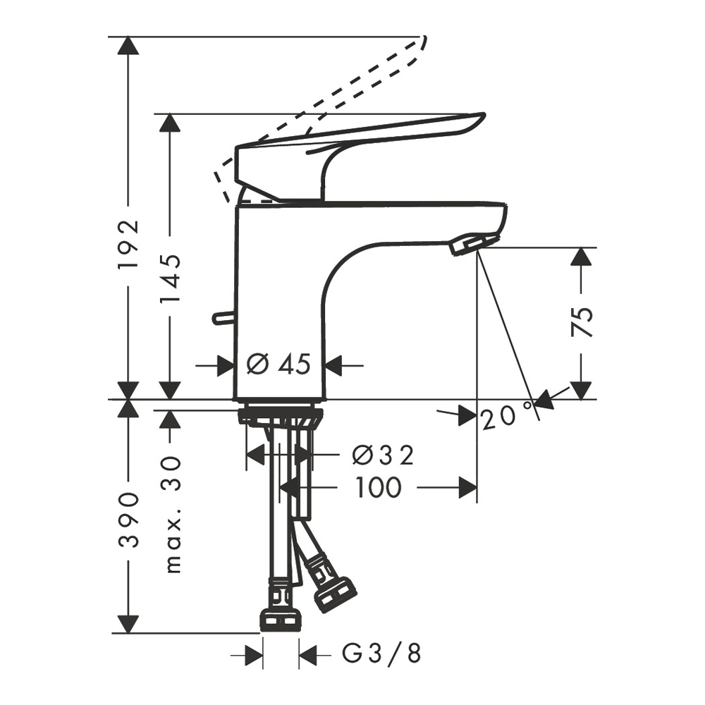 Купить Hansgrohe Logis E Смеситель для раковины 70, однорычажный, Coolstart, со сливным гарнитуром хром 71164000 в магазине wardena.ru