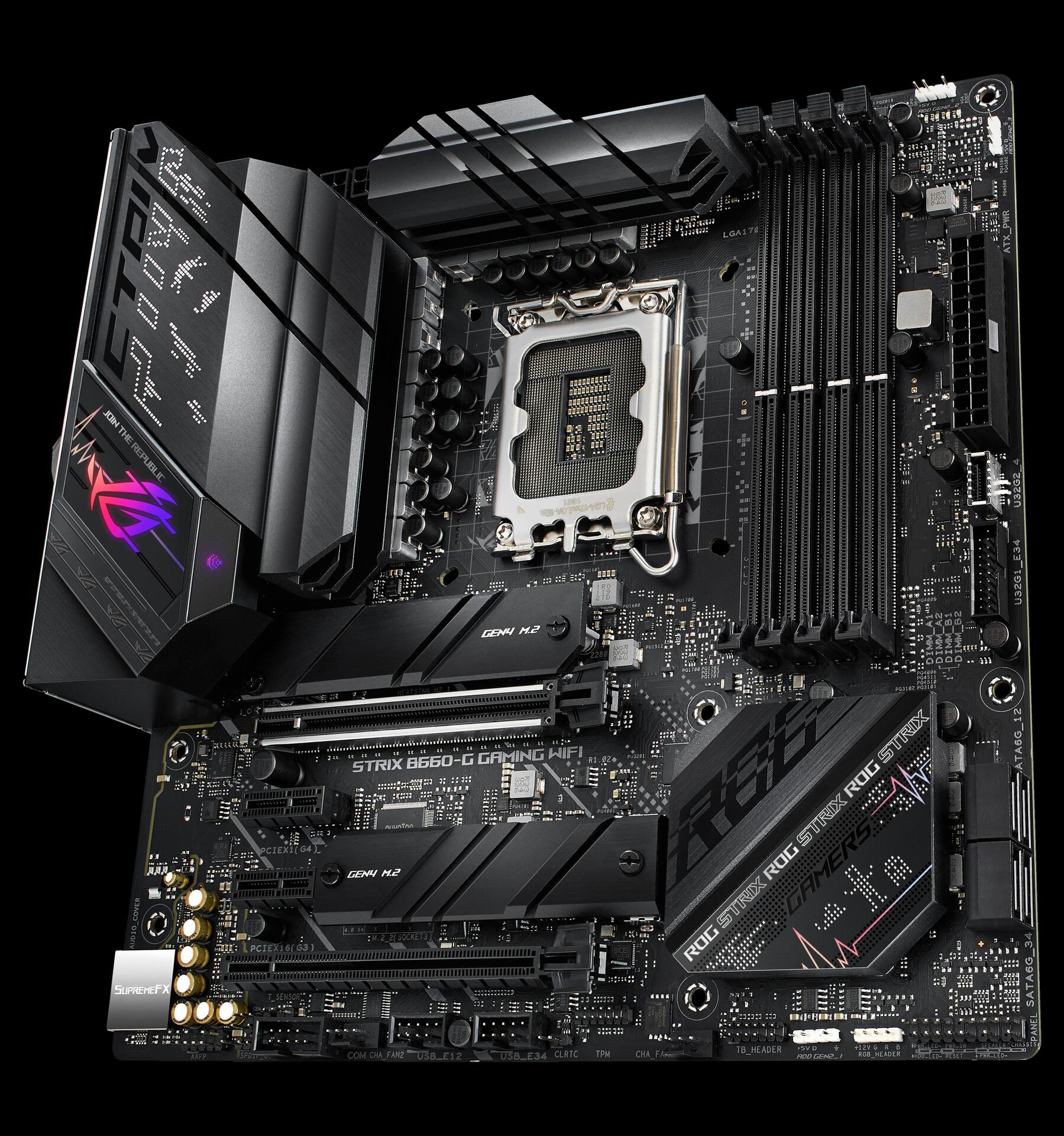 Купить ASUS ROG STRIX B660-G GAMING WIFI - Motherboard - micro ATX - LGA1700-Sockel - B660 Chipsatz - USB-C Gen2, USB-C Gen1, USB 3,2 Gen 1, USB 3,2 Gen 2, USB-C Gen 2x2 - 2,5 Gigabit LAN, Wi-Fi, Bluetooth - Onboard-Grafik (CPU (90MB18Y0-M0EAY0) в магазине wardena.ru