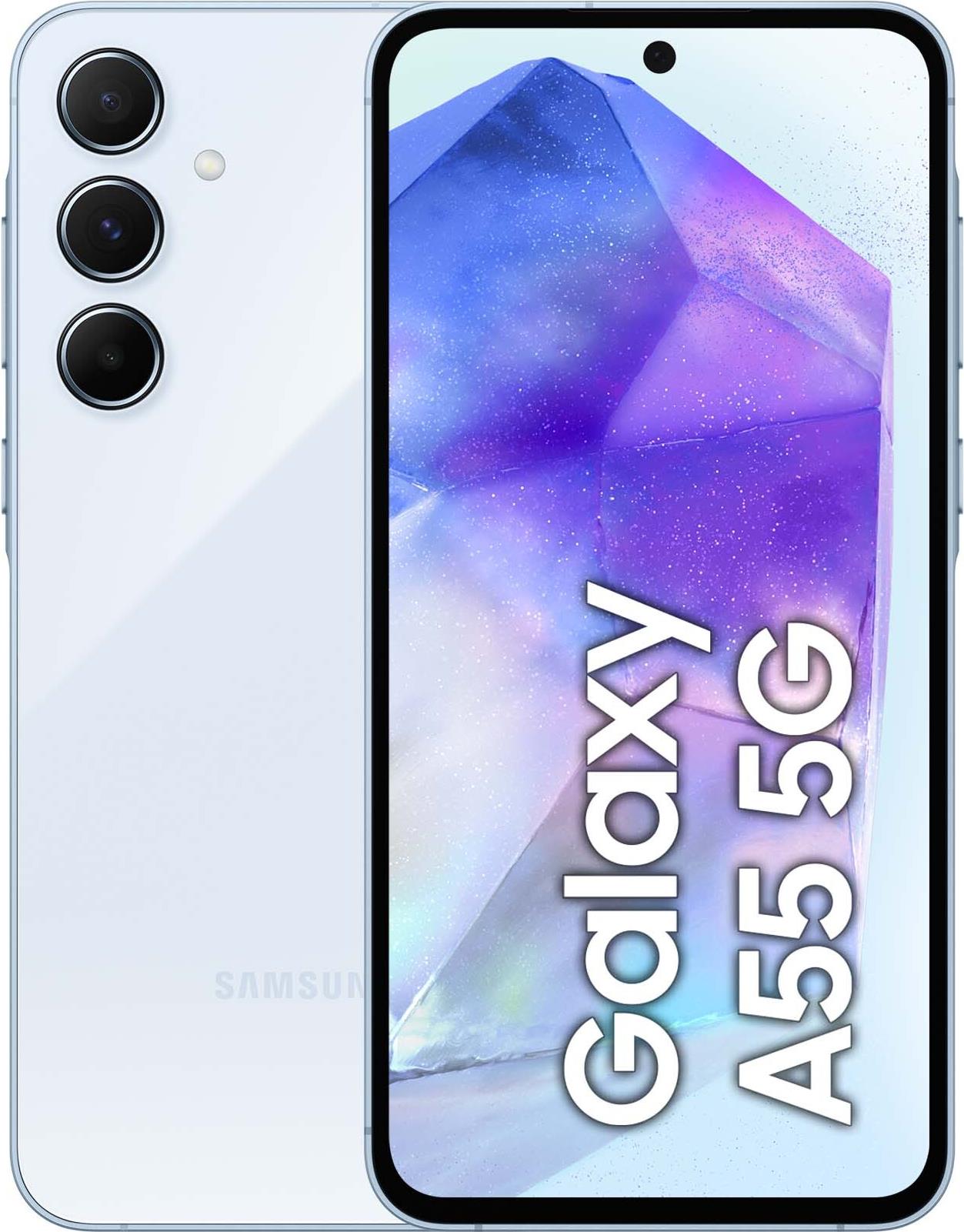 Купить Samsung Galaxy A55 5G 16,8 cm (6.6") Hybride Dual-SIM Android 14 USB Typ-C 8 GB 128 GB 5000 mAh Blau (SM-A556BLBAEUE) в магазине wardena.ru