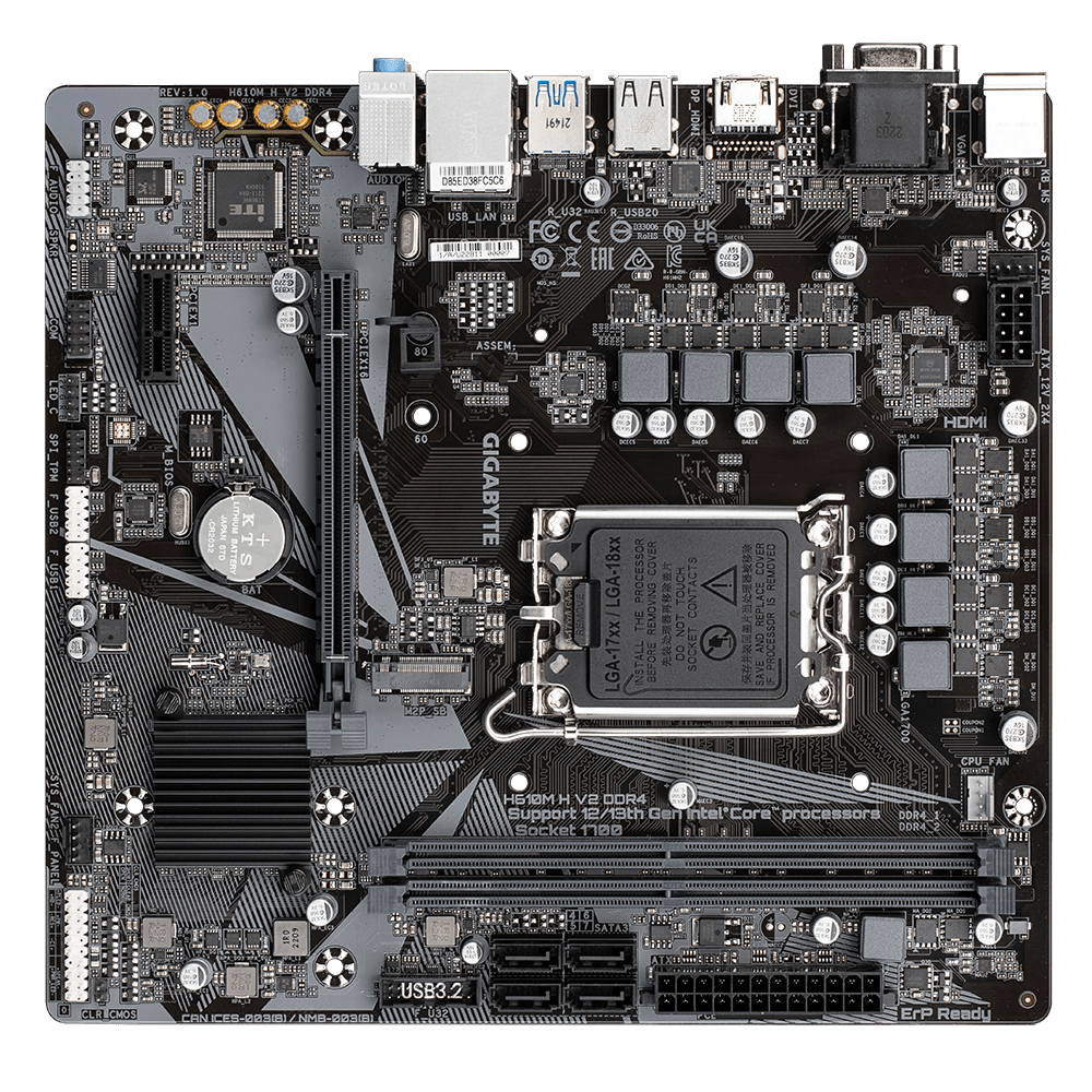 Купить Gigabyte H610M H V2 DDR4 - 1,0 - Motherboard - micro ATX - LGA1700-Sockel - H610 Chipsatz - USB 3,2 Gen 1 - Gigabit LAN - Onboard-Grafik (CPU erforderlich) - HD Audio (8-Kanal) (H610M H V2 DDR4) в магазине wardena.ru