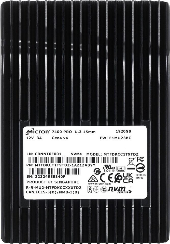 Купить SSD Micron 7400 PRO 1.92TB U.3 NVMe PCI 4.0 MTFDKCC1T9TDZ-1AZ1ZABYY (DWPD 1) Tray (MTFDKCC1T9TDZ-1AZ1ZABYY) в магазине wardena.ru