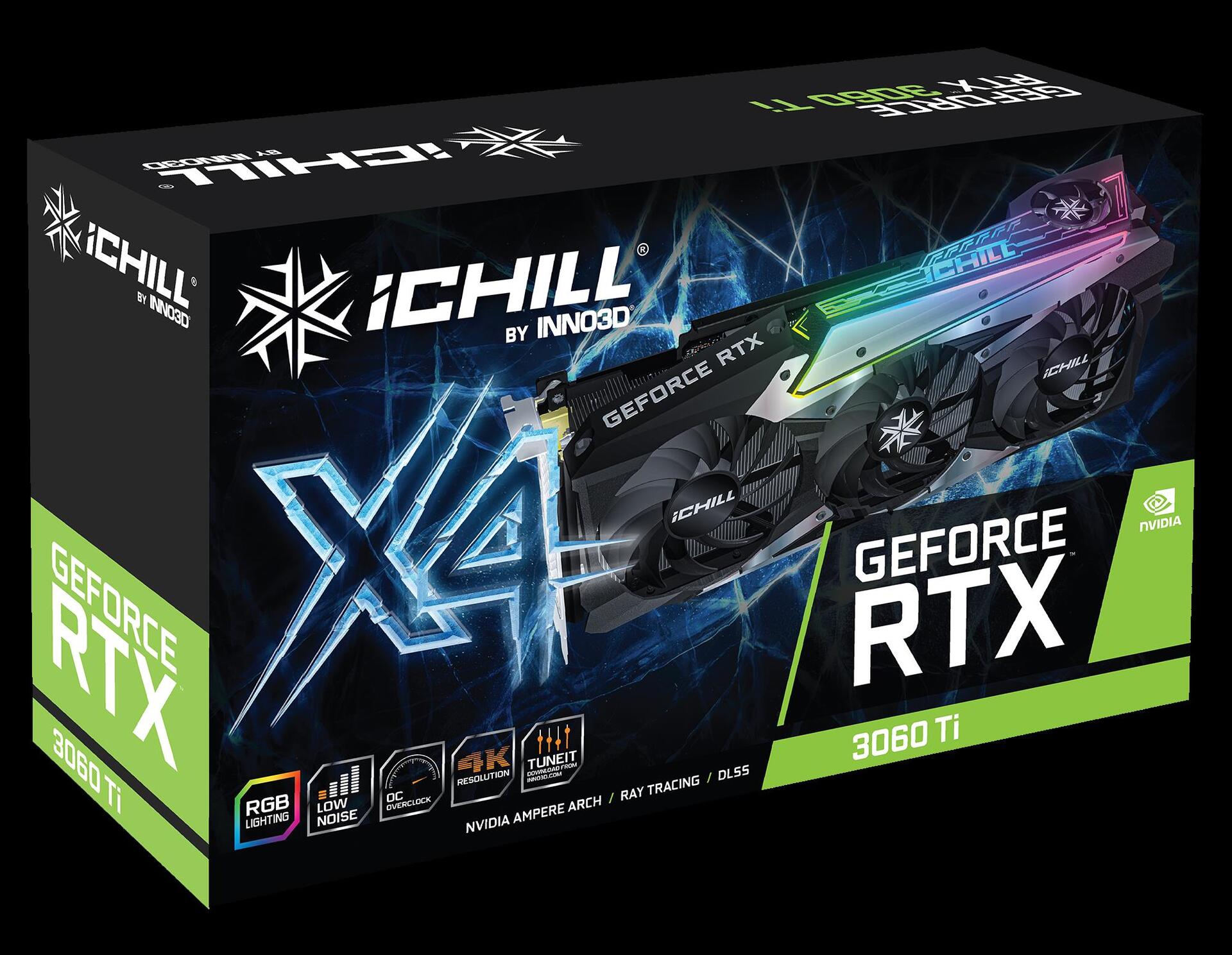 Купить Inno3D iChill GeForce RTX 3060 Ti X4 - GeForce RTX 3060 Ti - 8 GB - GDDR6X - 256 Bit - 7680 x 4320 Pixel - PCI Express x16 4.0 (C306T4-086XX-1820VA35R) в магазине wardena.ru