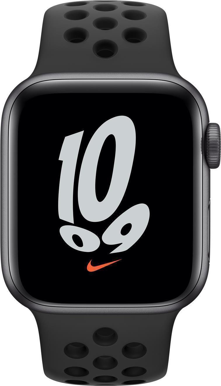 Купить Apple Watch Nike SE (GPS) - 40 mm - Space grau Aluminium - intelligente Uhr mit Nike Sportband - Flouroelastomer - anthrazit/schwarz - Bandgröße: S/M/L - 32 GB - Wi-Fi, Bluetooth - 30.49 g (MKQ33FD/A) в магазине wardena.ru