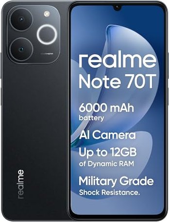 Купить Realme Note 70T Dual Sim 4GB RAM 128GB - Obsidian Black, 6.74", Dual SIM, 4G (RMXNOTE70TBK) в магазине wardena.ru